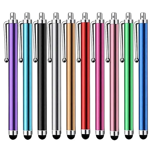 Stylus Pen [10 Pack] Universal Capacitive Touch Screen Pens for Tablets, iPad mini, iPad Pro, iPad Air, Smartphones, Samsung Galaxy - Multiple Colors