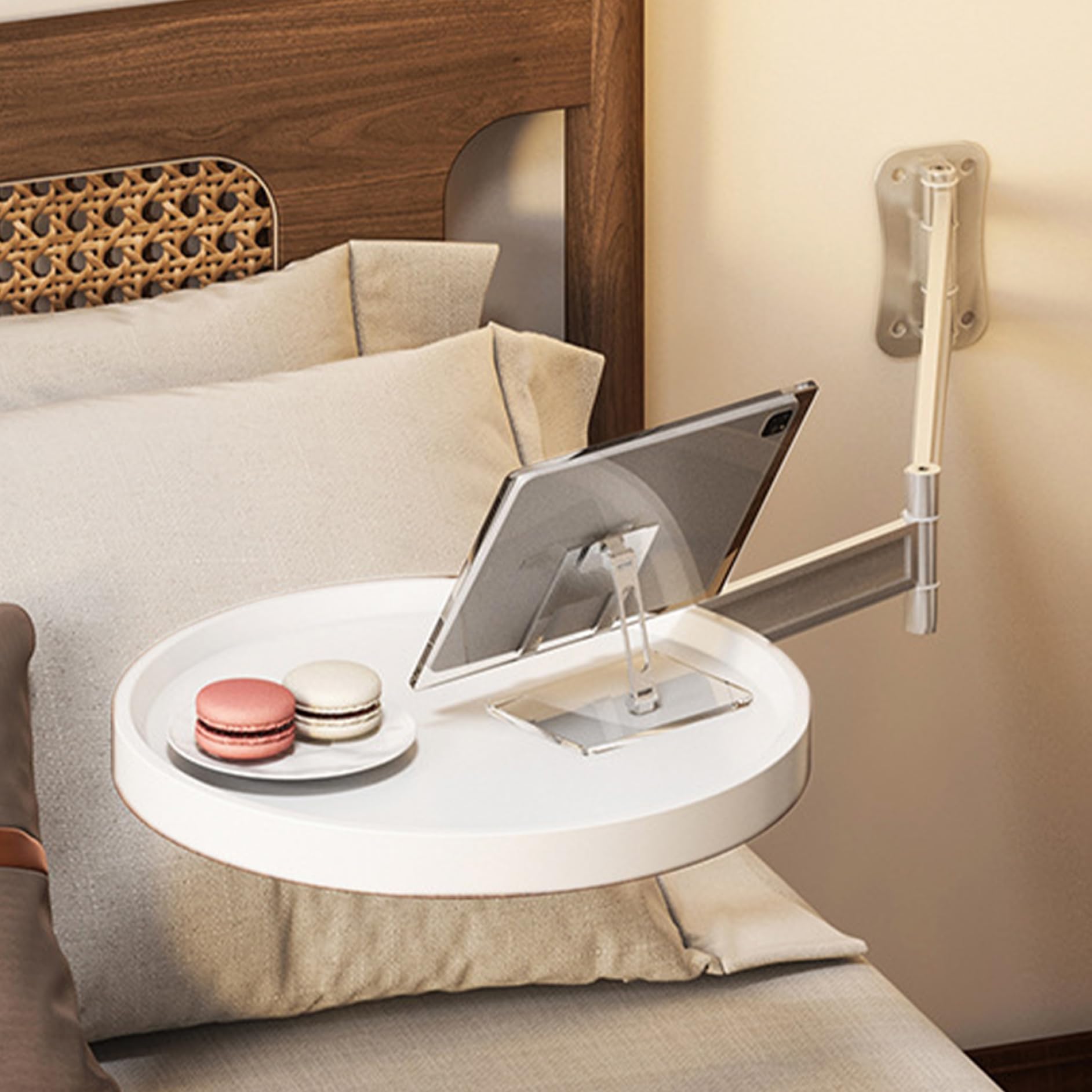 Mesa Plegable de Pared de Madera Ajustable para Espacios pequeños, hogar, Sala de Estar, Blanco, Escritorio de Pared Redondo pequeño Que Ahorra Espacio, Plegable
