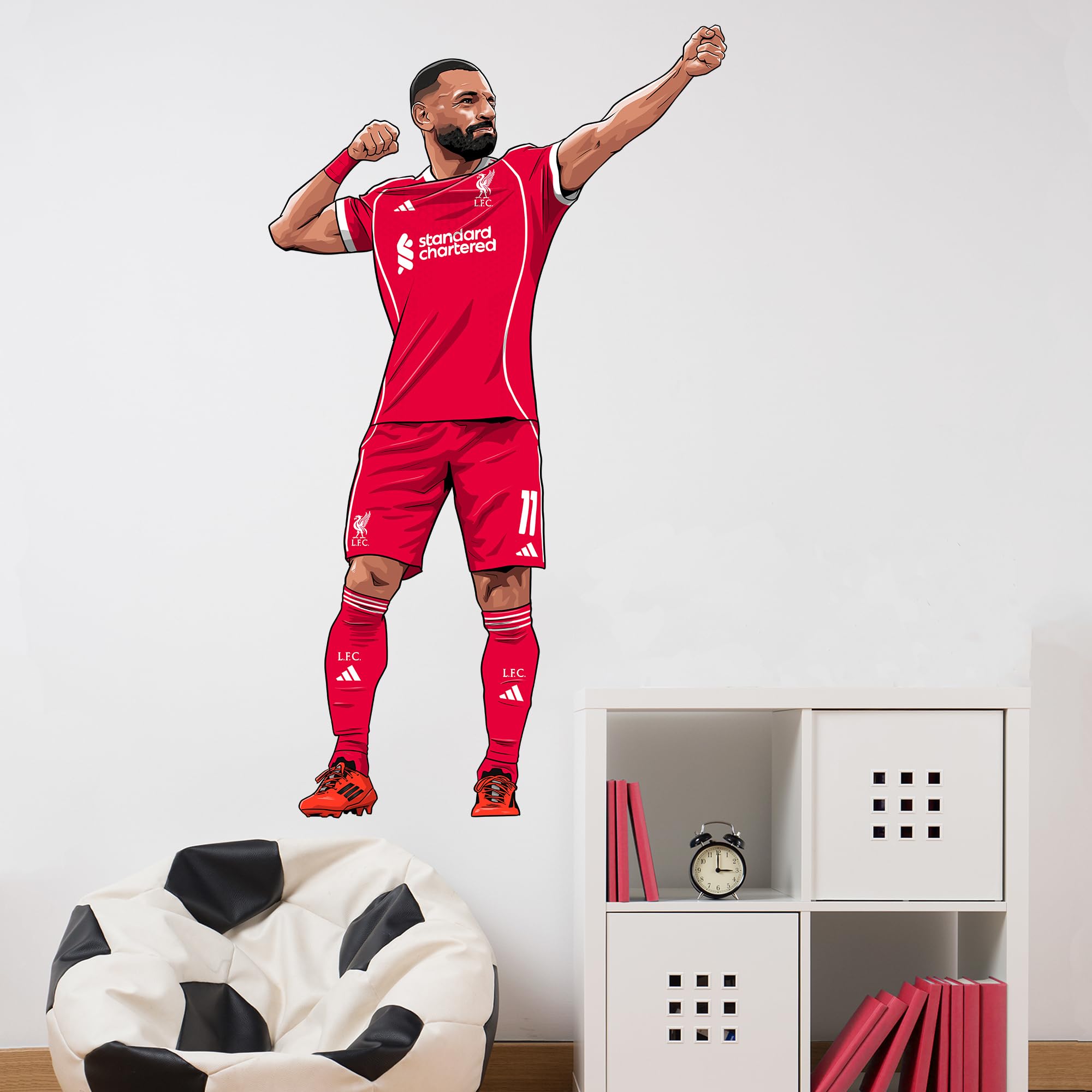 Themed Multicolour Liverpool Fc Wall Sticker - Mo Salah 25/26 Illustration Wall Decal Lfc Art (120Cm Height X 75Cm Width)