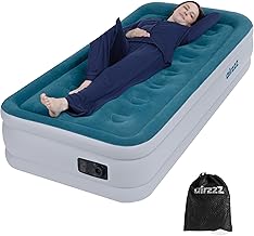 Slumber Plus Air Bed - Single High Raise Flocked Non Slip Mattress - Inbuilt Electric Pump - Quick Self Inflation & Deflation - Camping,Hiking, Caravan, Guest Bed - Comes With Carry Bag
