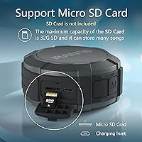 Vista 5 de MANTO Bluetooth Speaker IPX5 Waterproof Portable Shower Speaker, 12H Battery, Bluetooth & Micro SD Playback (Up to 32GB, Card Not Included), Compact