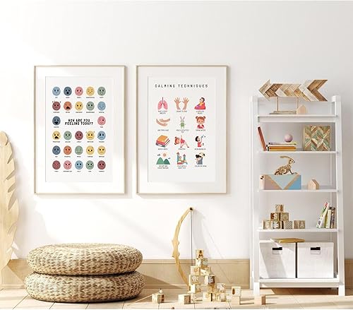Miniatura 6 de Cuadro de sentimientos para pared, lienzo de emociones tranquilas, decoración de pared para niños, impresiones de salud mental, arte de pared,