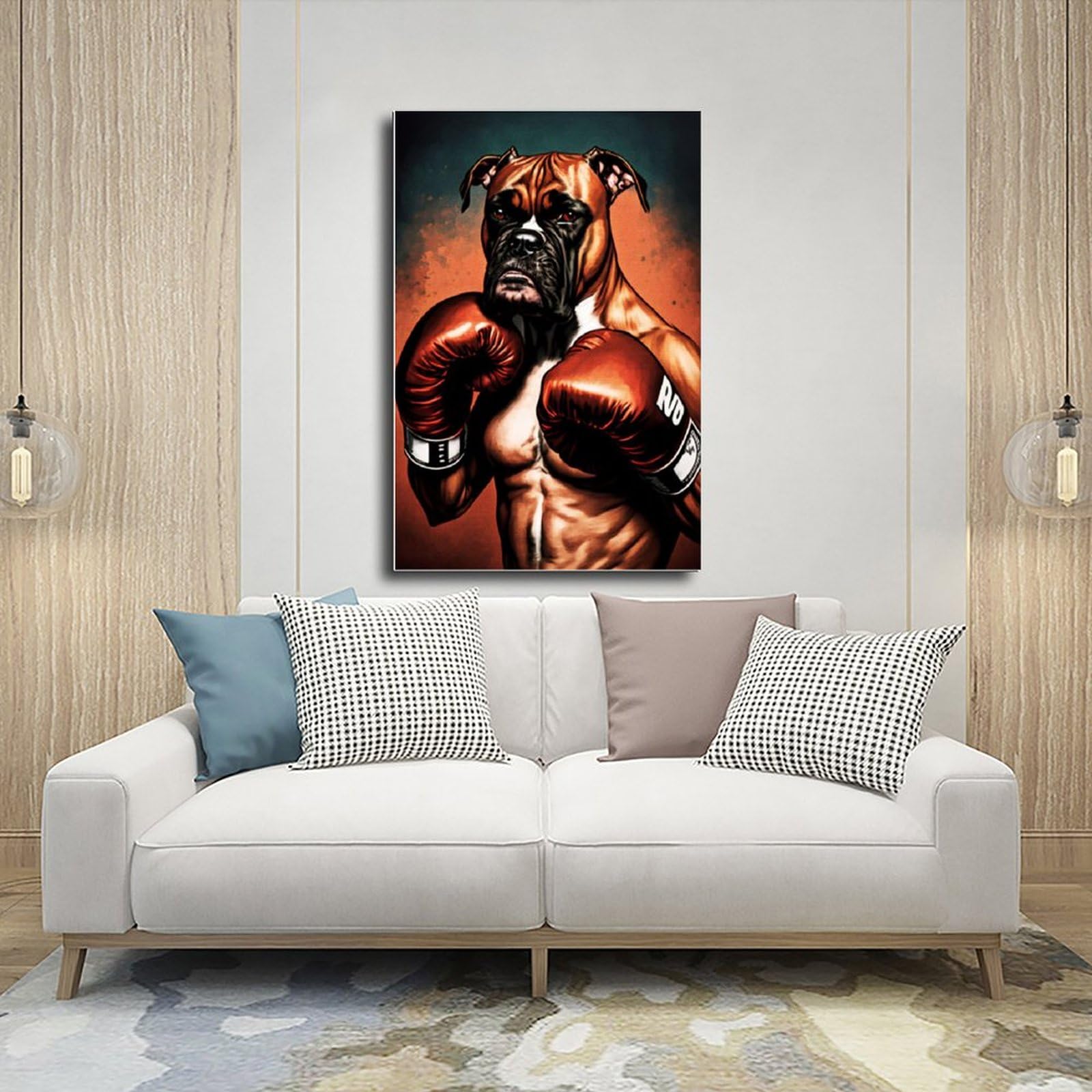 VBYTAXTWJ Poster colorato con bulldog bianco, decorazione artistica da parete su tela, stampa moderna, per camera da letto, 20 x 30 cm