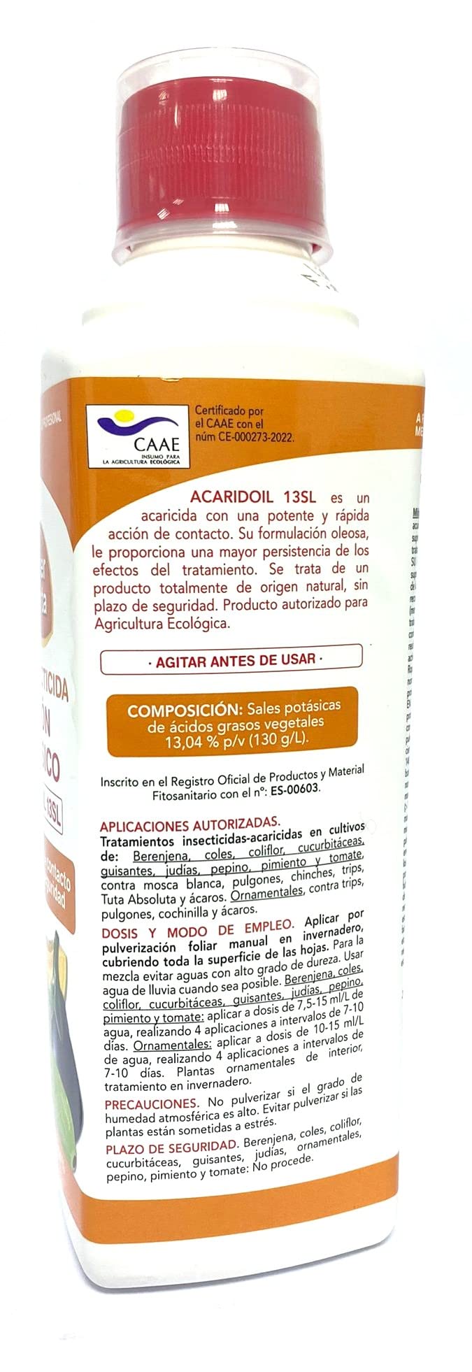 Jabon Potasico 13% 500ml. Insecticida acaricida de origen natural sim mplazo de segurida. Certificado ecologico