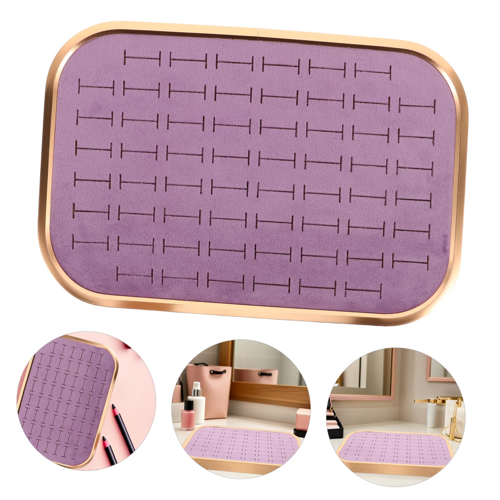 ABOOFAN Bandeja Para Guardar Joyas De Terciopelo Marco Metálico Organizador De Anillos Para Mujer Ranuras Para Almacenamiento De Pendientes Collares y Dijes