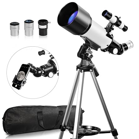 Telescope, Telescopes for Adults, 70mm Aperture 400mm AZ Travel Telescope, Telescope for Astronomy Beginners - with Tripod, Carry Bag, Phone Adapter