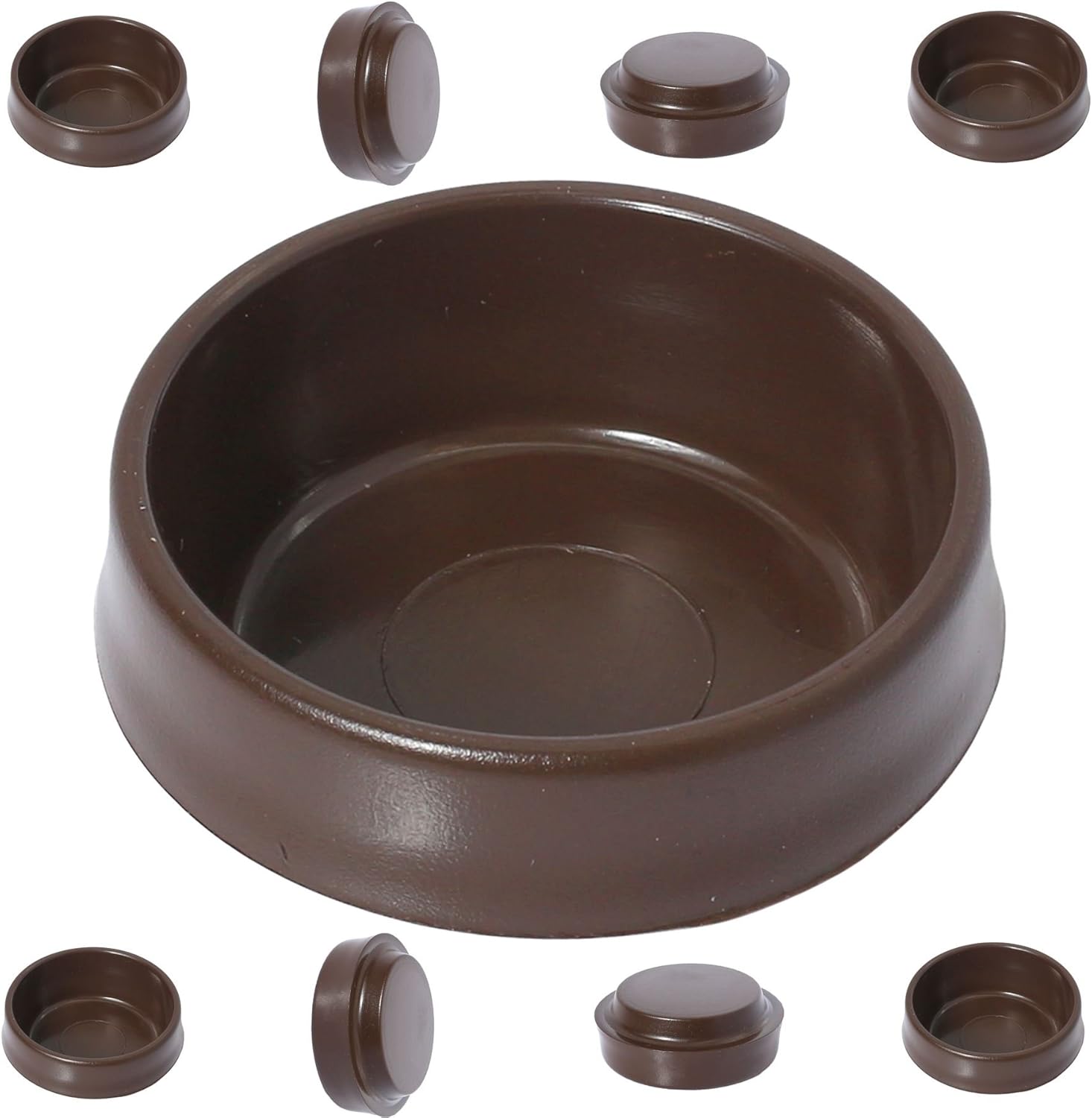8X Brown Castor Cups Hard Plastic Furniture Feet Floor Protectors