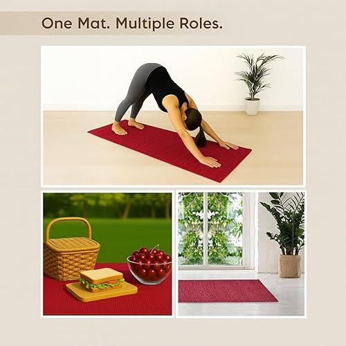 Miniatura 8 de LFH Home - Tapete de yoga de algodón hecho a mano para ejercicio, entrenamiento, fitness, perfecto y de alta calidad, ecológico, tejido de algodón