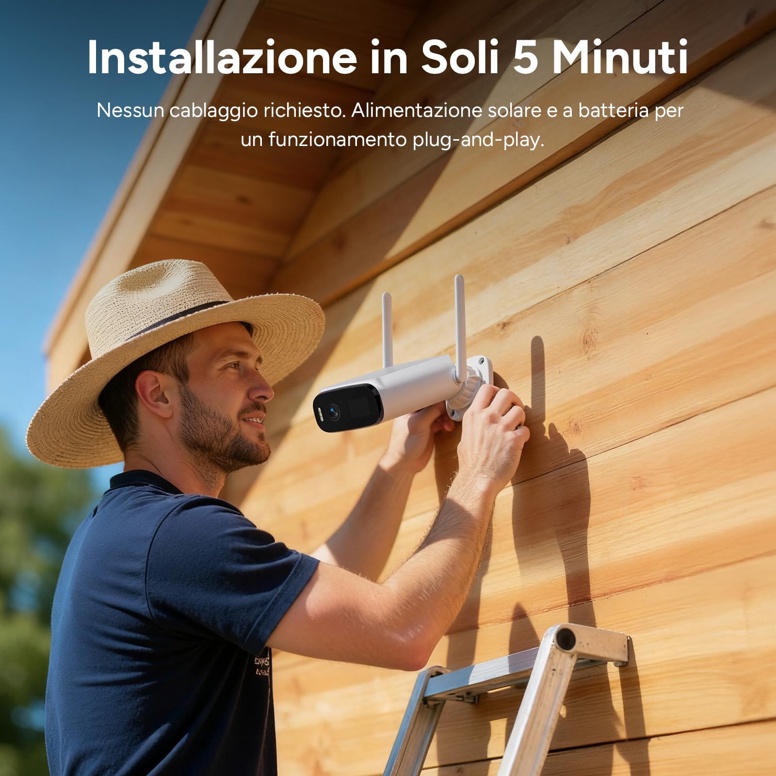 WOOX Telecamera di Sorveglianza 4G LTE Esterna senza WiFi, Telecamera Solare Esterna 2K Senza Fili senza WiFi, con Visione Notturna a Colori, Grande Angolo 130°, Rilevamento AI, Locale e Cloud