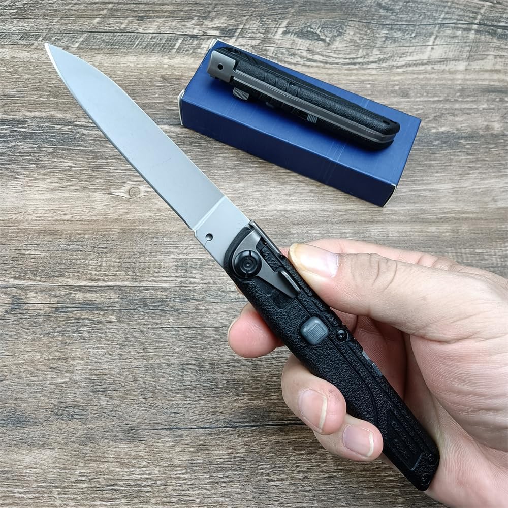 HUAAO 7.7" Assisted Open Folding Pocket Knife,Button Lock EDC Utility Knife for Camping, Hunting, Hiking, Fishing, Indoor and Outdoor Activities Gifts
