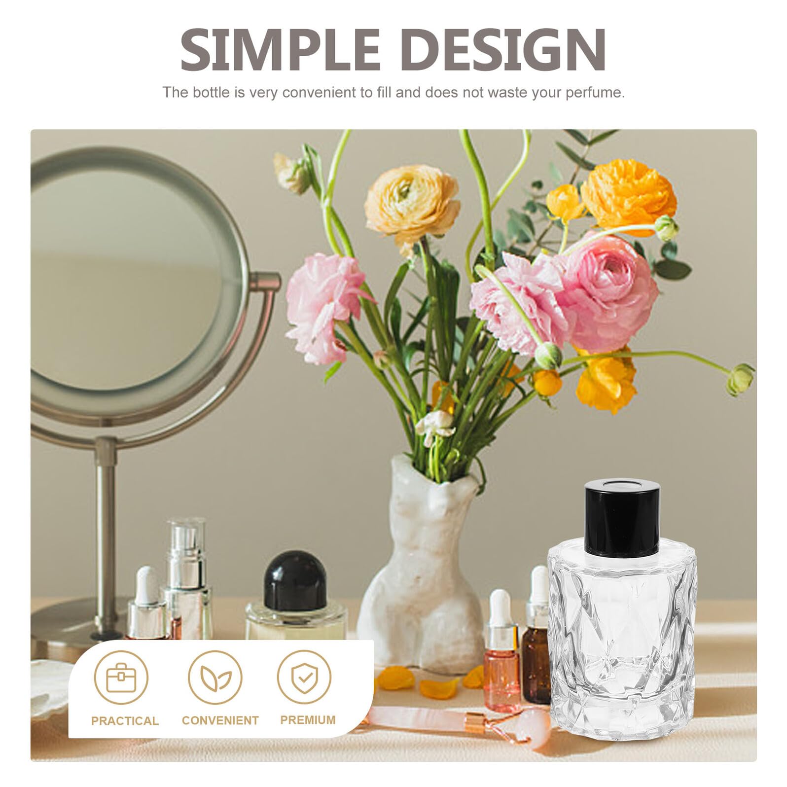OUNONA 4 Pezzi Bottiglie di Diffusore Aromi in Vetro per Profumi e Oli Essenziali, Stile Raffinato e Unico Aspetto Semplice, per Decorazione Casa e Cucina
