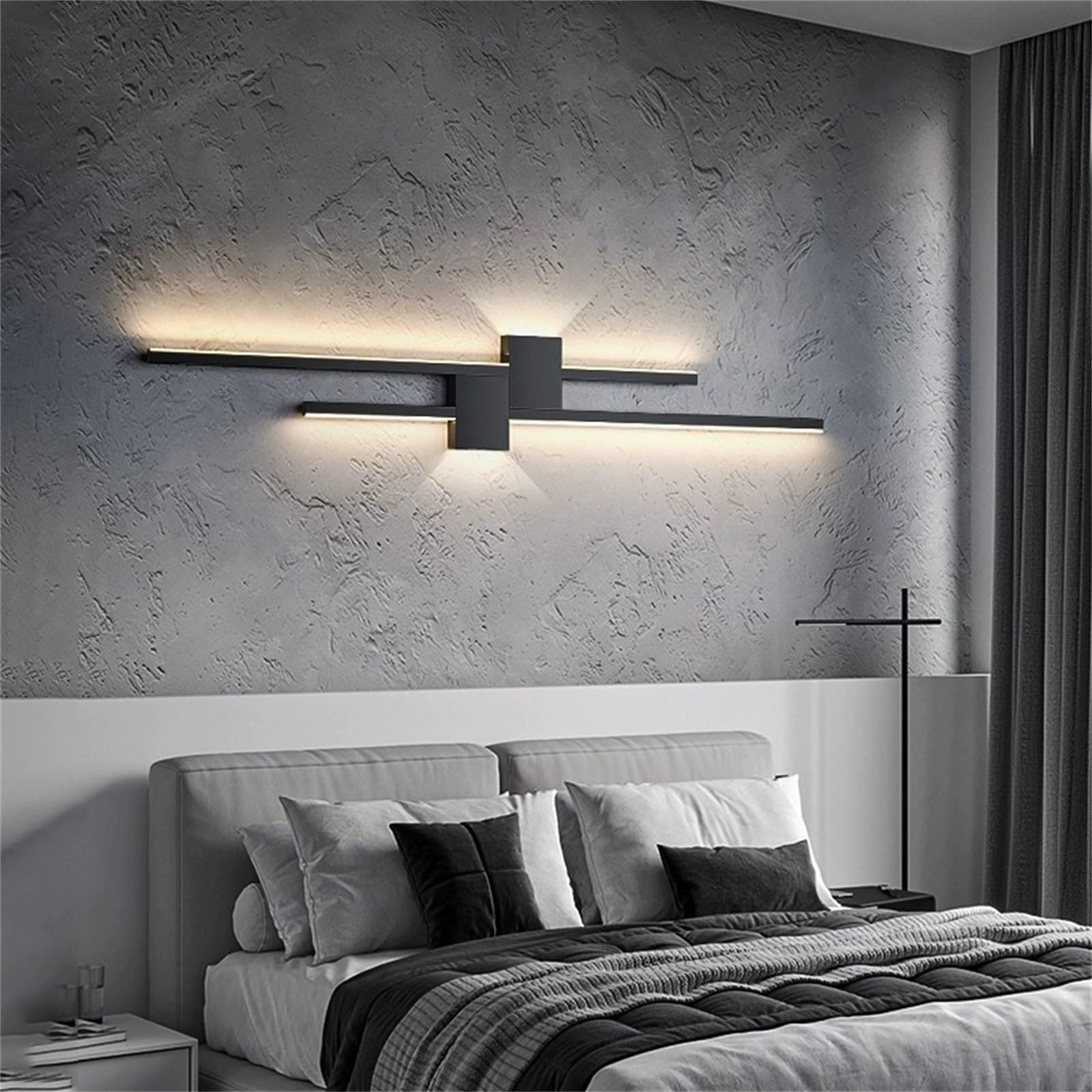 Aplique de pared LED interior de 80cm lámpara minimalista negra para dormitorio 8