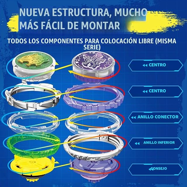Foto 4 de 6 de INFINITY NADO peonza para niños Juguete de Metal, Battle Tops peonza Lanzador Juguete