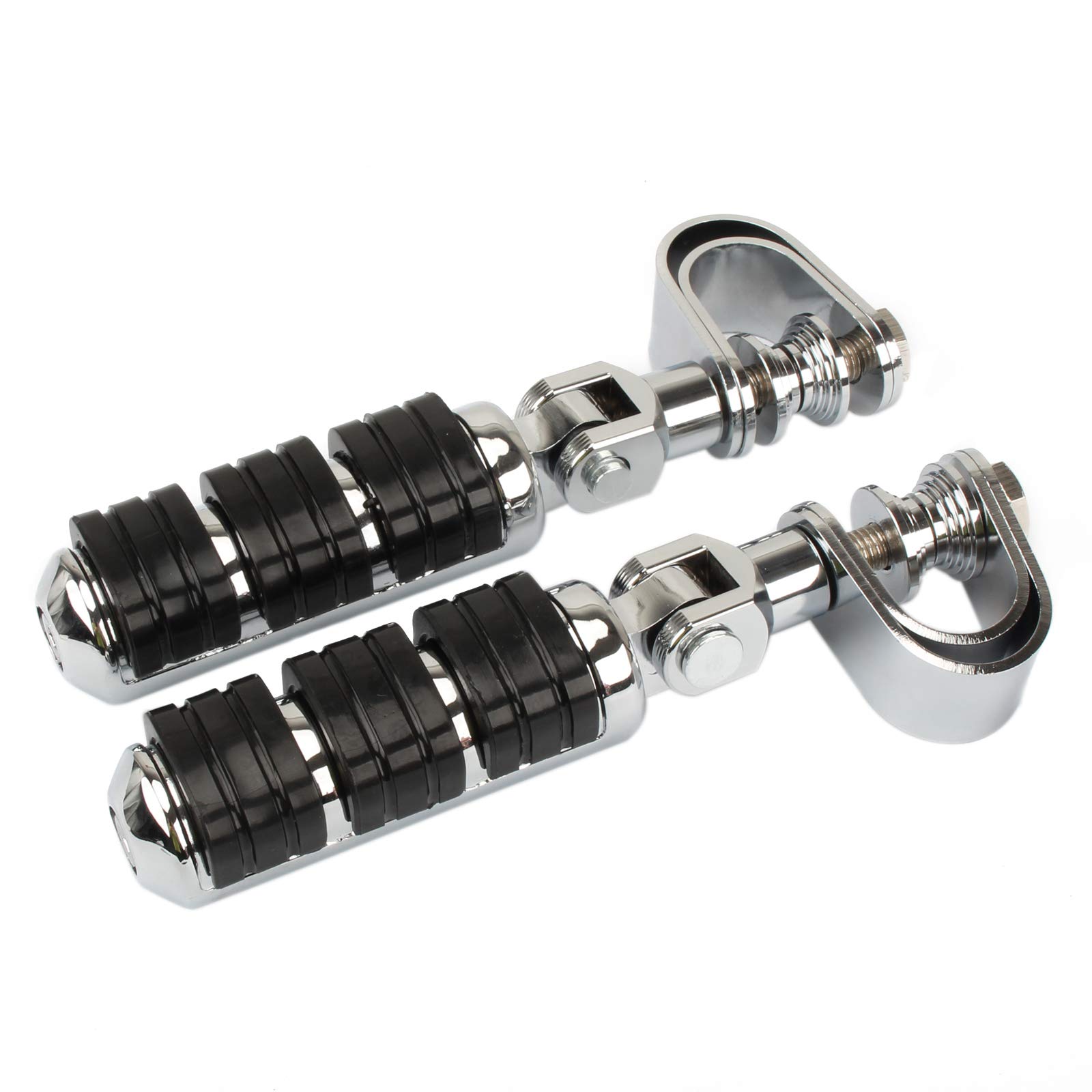 Buy Motorcycle Foot Pegs Highway Footrest Adjustable UClamp Mount Kits 1 1/4 Inch Engine Guard