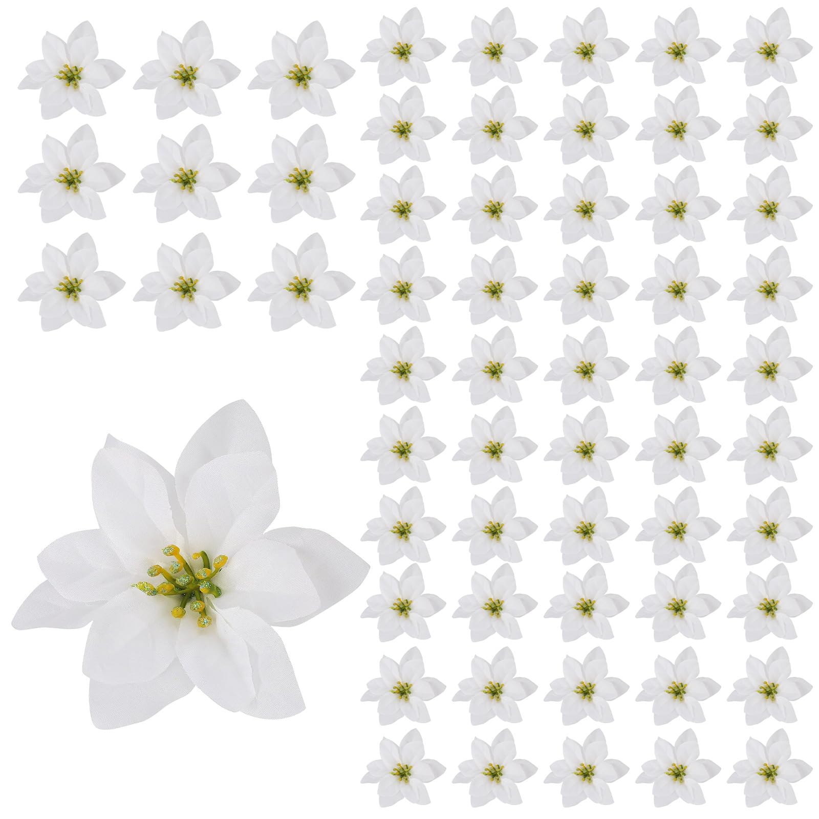 VKTY 60PCS Christmas Poinsettia Flowers, Christmas Poinsettia Decorations in Wreaths Garland, Artificial Poinsettia Flowers Xmas Flowers for Christmas Tree Ornaments New Year Ornaments