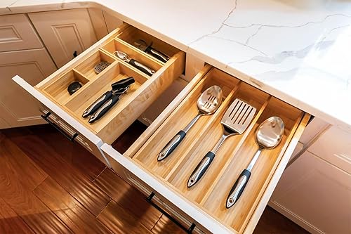 Vista 51 de Umilife Organizador de cajones de utensilios de cocina extensible extra grande, 19 pulgadas de profundidad para cajón grande, divisor de cajones