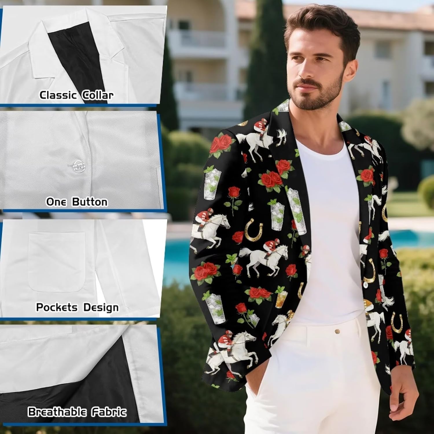 Men's Casual Blazer Sport Coats Lightweight One Button Suit Jacket for Travel Business S-5XL