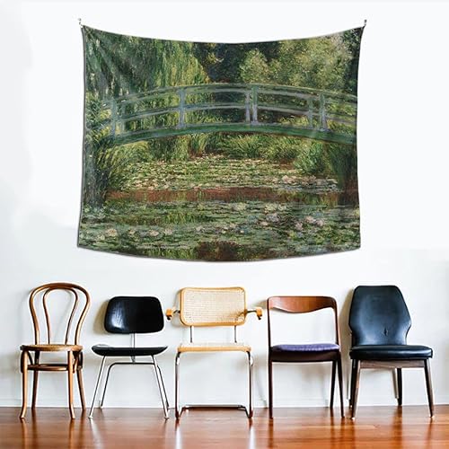 Miniatura 2 de Tapiz de pintura al óleo de Monet Pasarela y lirio de agua, tapiz para colgar en la pared para dormitorio, sala de estar, dormitorio, 60 x 51