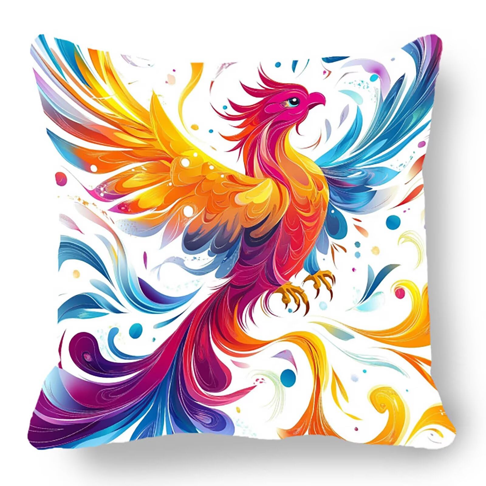 Federe per Cuscini 60 x 60cm, Quadrato Impermeabile Federe Cuscino Letto Colore 4 Pezzi Set Giardino Esterno Copricuscini per Divano Fenice Stampa Bifacciale per Divano Arredamento Casa GYL-10823