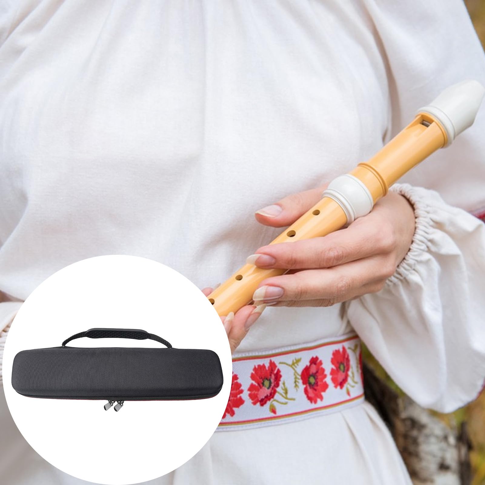 Étui pour flûte à bec – 35,5 x 9 x 6,5 cm, sac de rangement de protection, flûtes à bec soprano et alto, pochette souple zippée | Avec poignée, étuis légers pour instruments de musique, pour l'école o