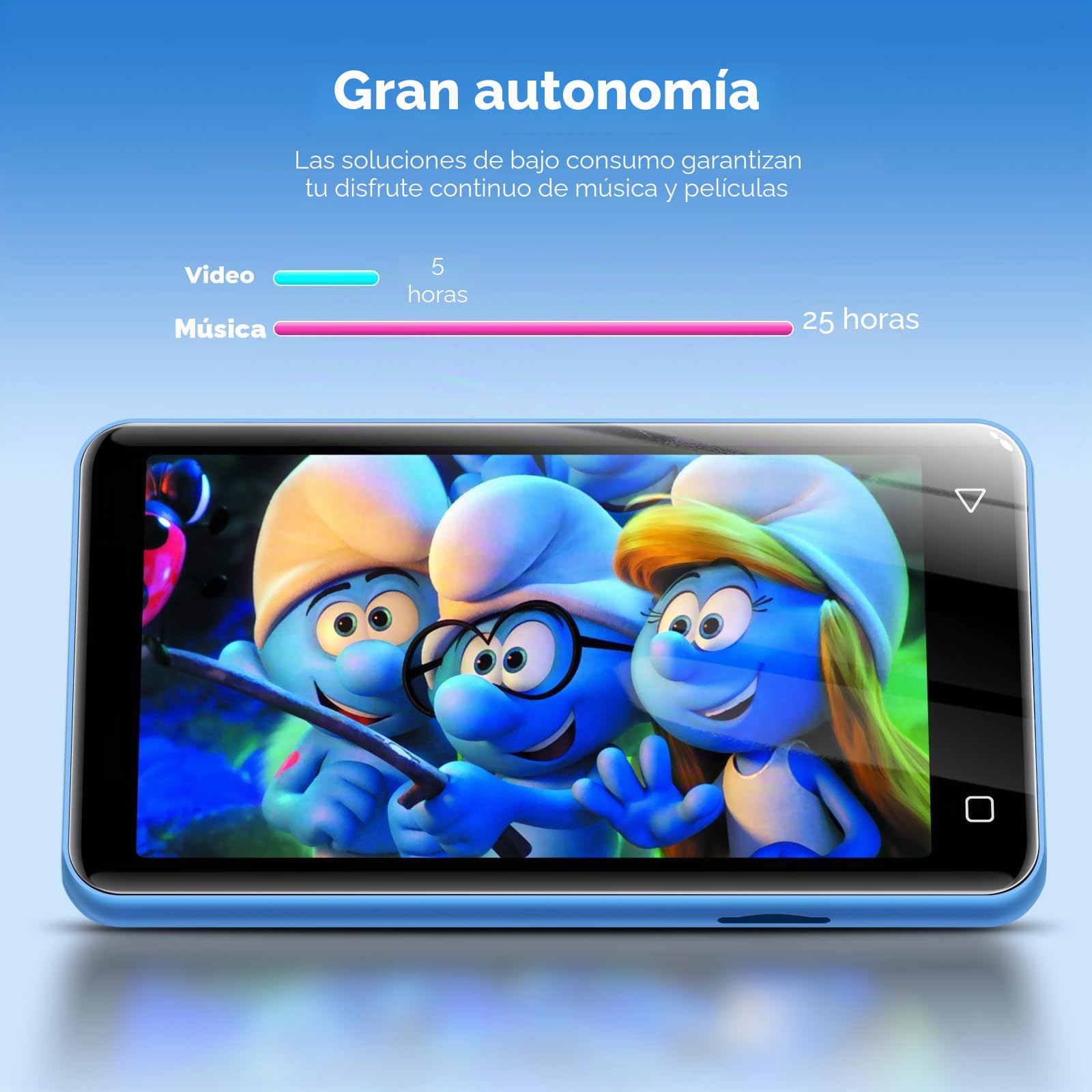 Innioasis 80 GB Reproductor MP3 con Bluetooth y WiFi, Reproductor de música Mp3 y Mp4 ave Spotify, Kids, Tidal, Deezer, Reproductor de vídeo con pantalla táctil de 4 pulgadas, 1080 P(blanco y azul)