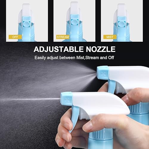 Miniatura 3 de Botella rociadora de plástico con boquilla ajustable de 16.9 onzas, a prueba de fugas, recipiente vacío recargable para agua, limpieza, cabello,