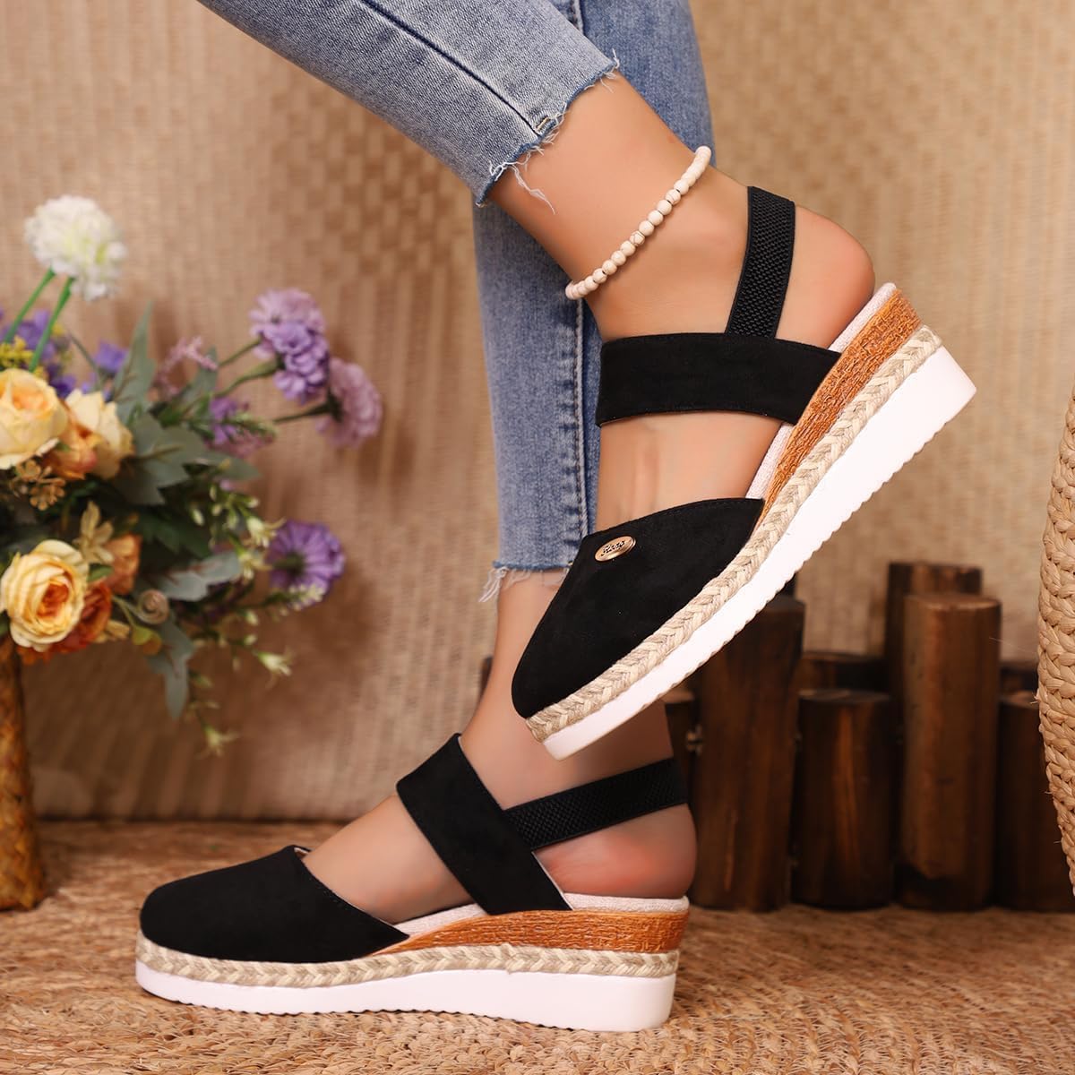 Closed Toe Wedge Sandals For Women 2026 Platform Espadrilles With Adjustable Ankle Strap Anti-Slip Wedge Sandals Wide Width Comfortable Espadrilles Casual Platform Slingback Casual Dressy Summer Shoes - Image 6