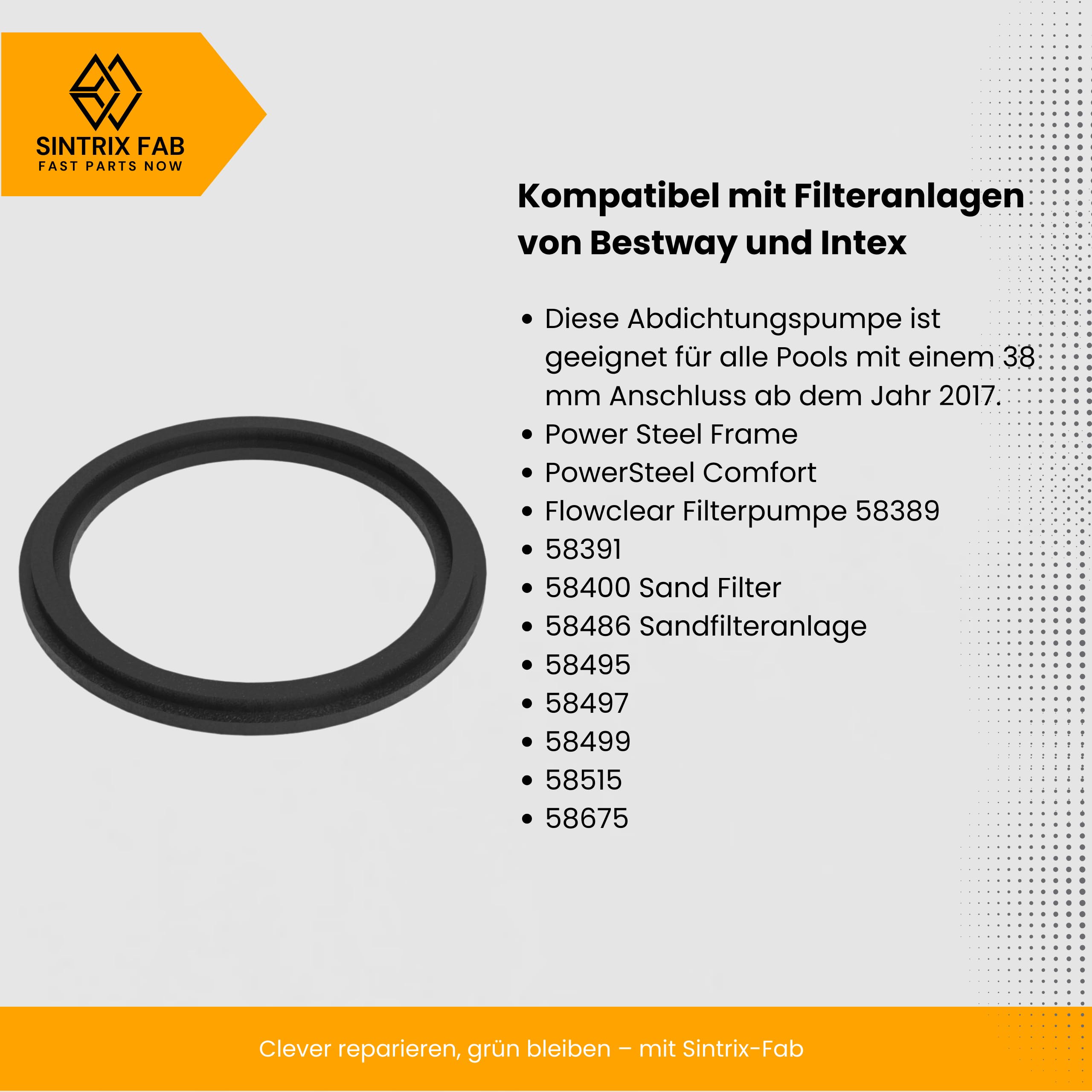 2 x uszczelka pompy basenowej – kompatybilna z pompą filtrującą Bestway & Intex P6029 – uszczelnienie o-ring do filtra piaskowego, pasuje do przyłącza 38 mm od 2017 r