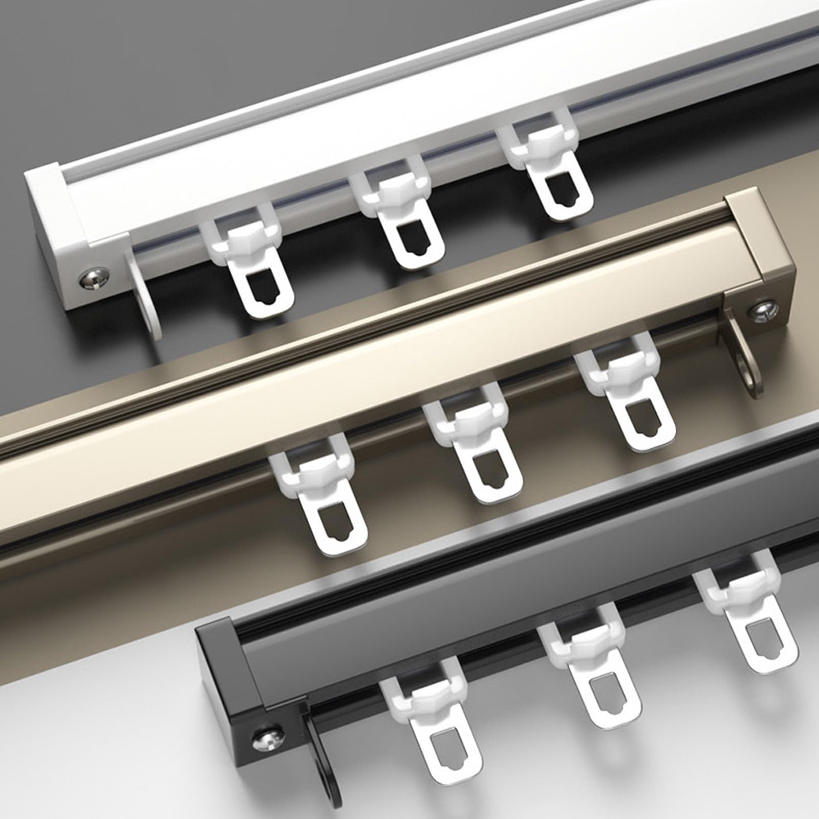 Aluminiowy zestaw szyn sufitowych, regulowany 50-600 cm przemysłowy drążek do łyżwiarstwa, uchwyt ścienny lub sufitowy, wykończenie szampańskie - idealny do dekoracji domu i ulepszenia projektu