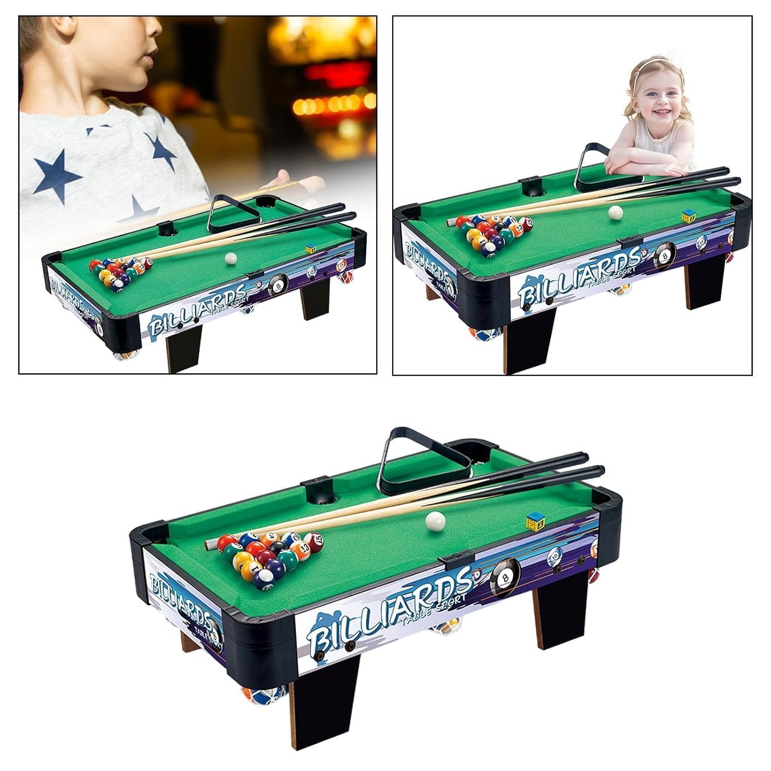 Pool Table Set Durable Mini Tabletop Billiards for Kids Children Home Office (48Cmx27Cmx15.5Cm) 2