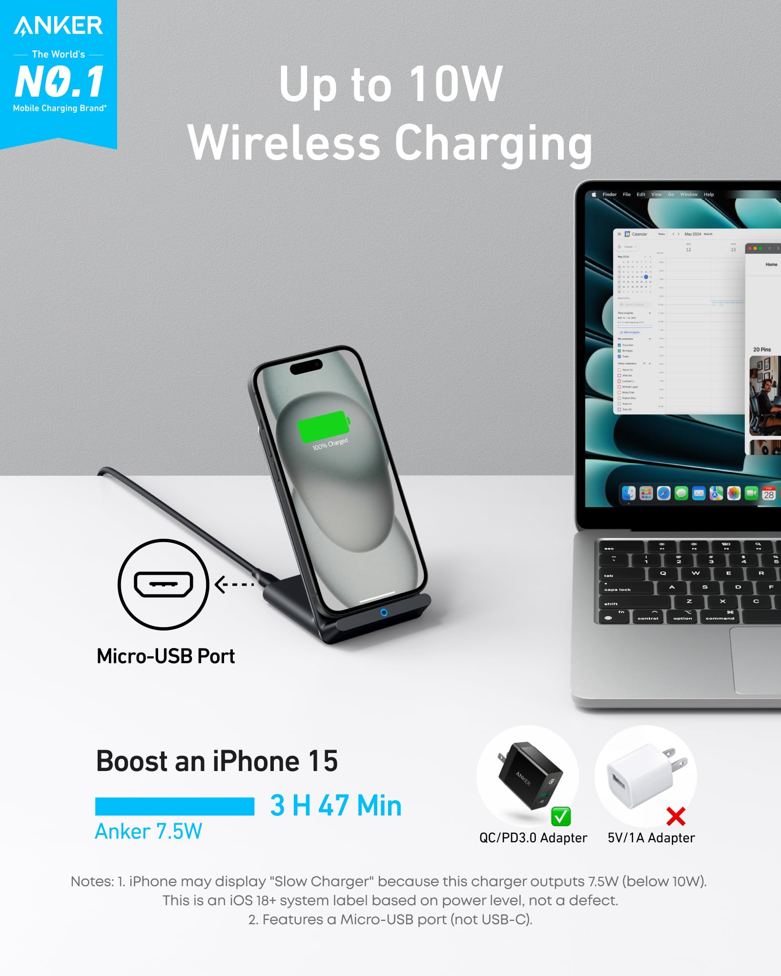 Anker 313 Qi-Certified 10W Max Wireless Charger Stand — Amazon image 2