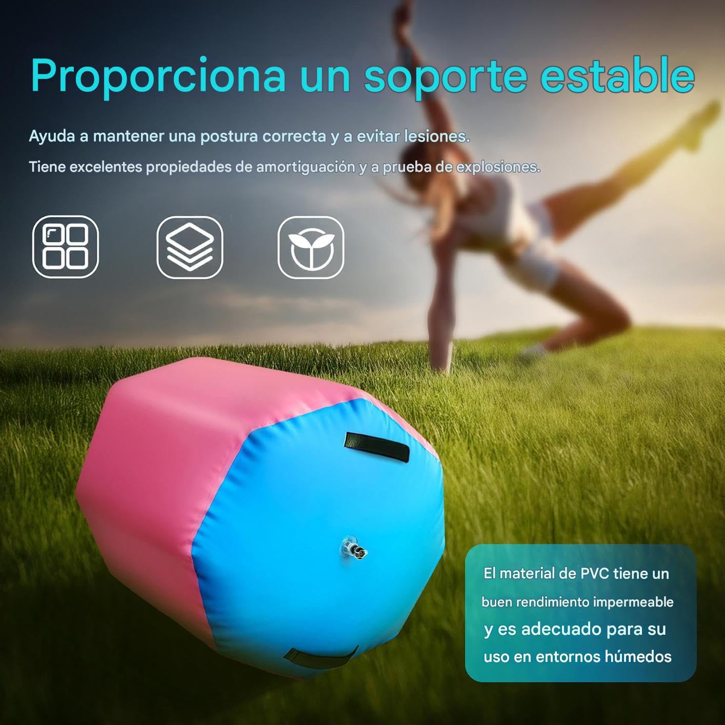 Rodillo de Aire para Gimnasia Barril Superficie Suave Antideslizante