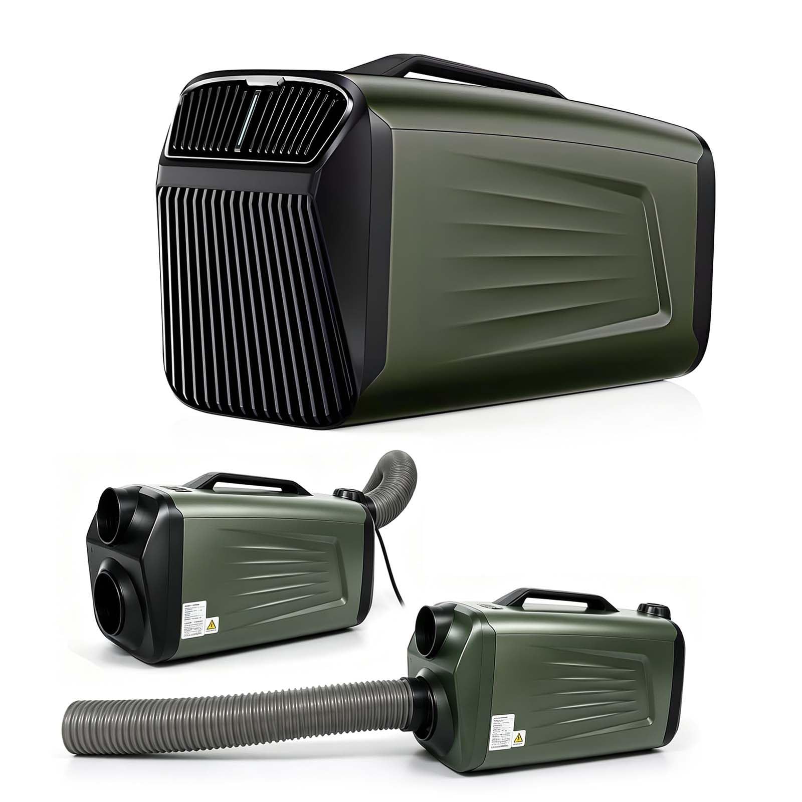 QFGain 45dB Ultra-Quiet 14.5kg Portable AC Tent Camping w/Remote Drain Hose Touch Green
