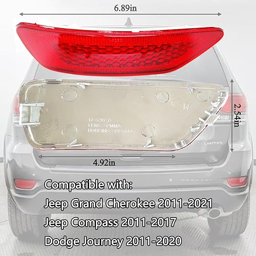 Miniatura 2 de 57010720AC, 57010721AC Reflectores de parachoques trasero izquierdo y derecho compatibles con Jeep Grand Cherokee 2011-2021, Jeep Compass 2011-2017,
