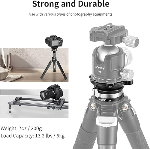 Miniatura 4 de Cayer Nivelador de cámara de aluminio, base plana de 2.165 in, tornillo de 1/4", compatible con DSLR, sin espejo, cámaras de acción, trípodes,