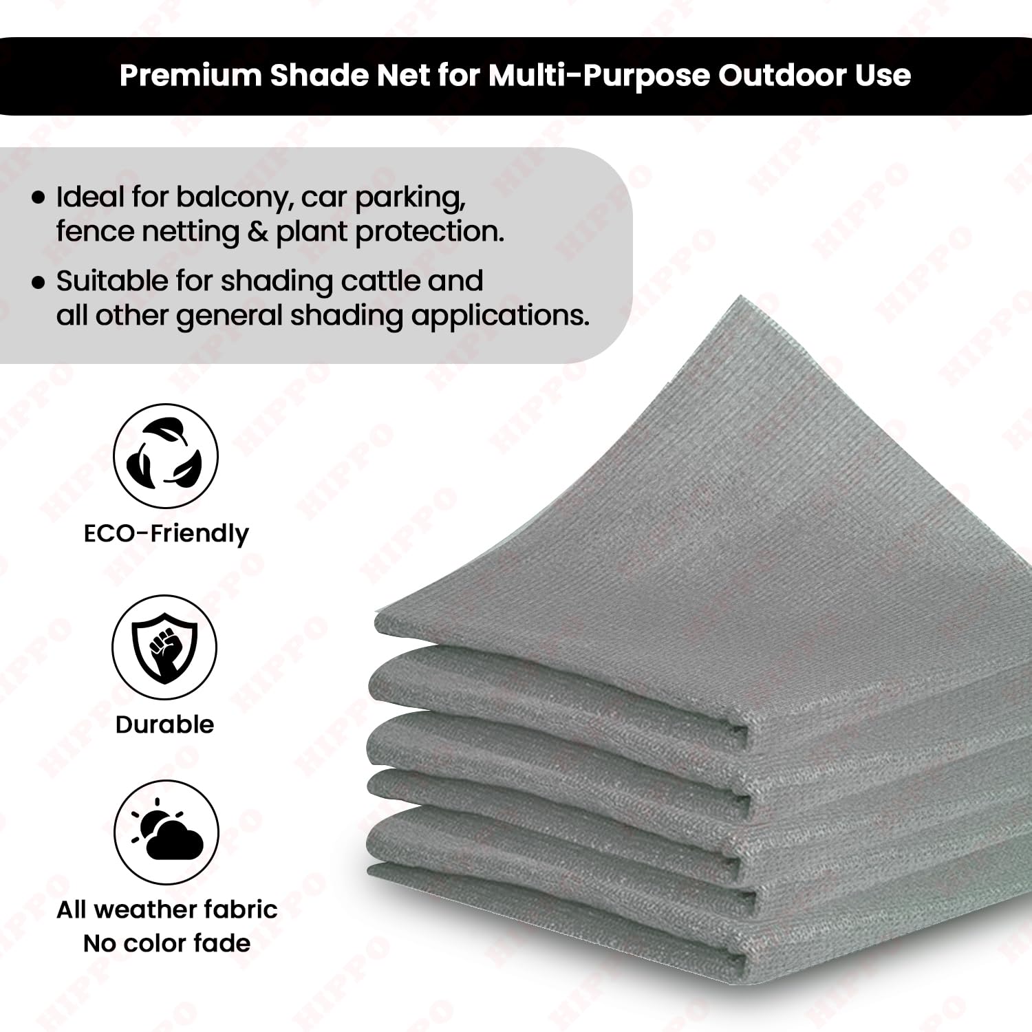 HIPPO Shade Net HDPE Fabric - Provides 85% Sun Blockage & UV Protection - Ideal for Garden, Farming, Agricultural Lands Pack of 1 pc (Beige, 3MTX15MT) 3