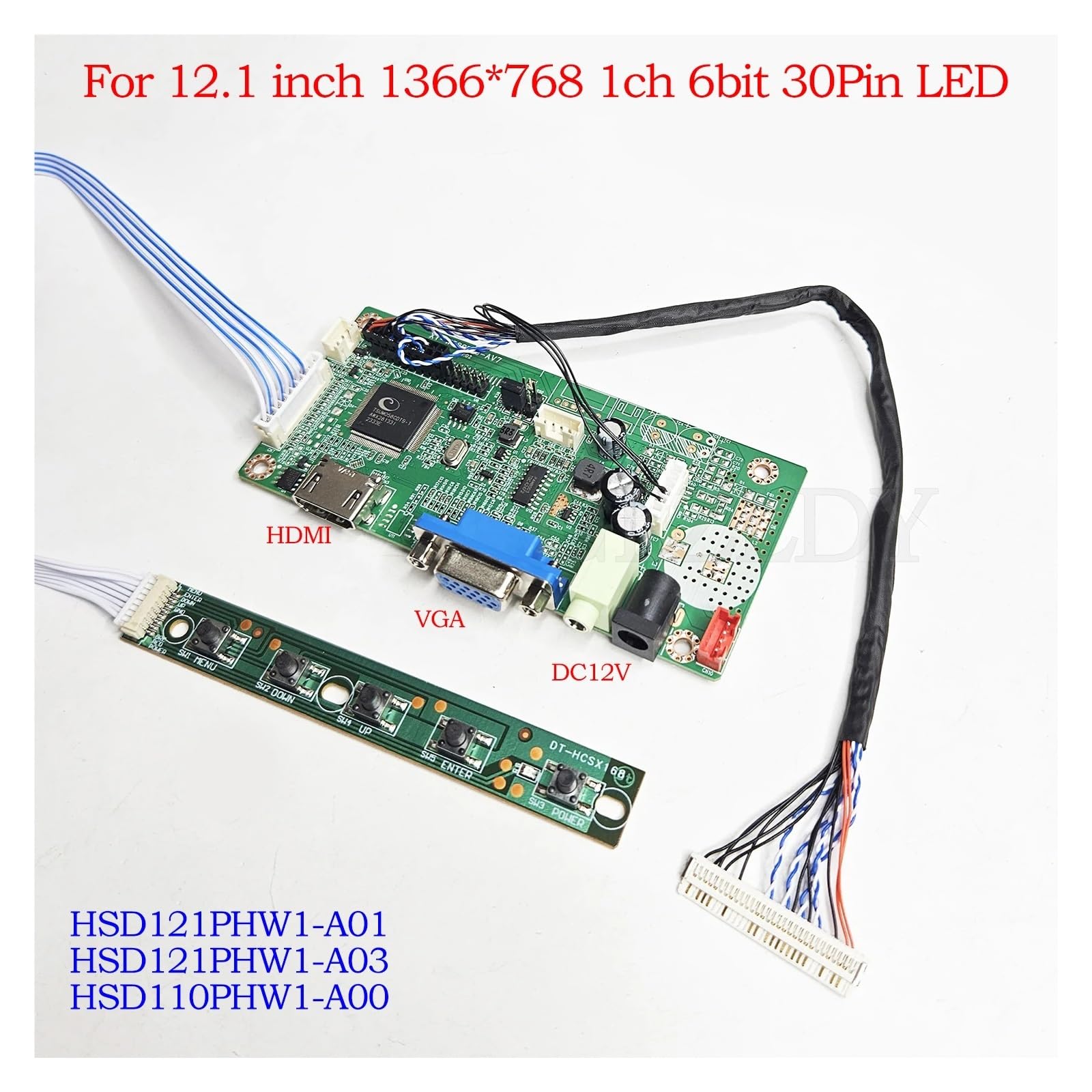 Kit Monitor HSD121PHW1-A01 A03 HSD110PHW1-A00 Kit Driver EDP HDMI + VGA 1366x768 30 Pin | Kit driver EDP LED for scheda driver controller pannello schermo LED LCD(HSD121PHW1-A03)