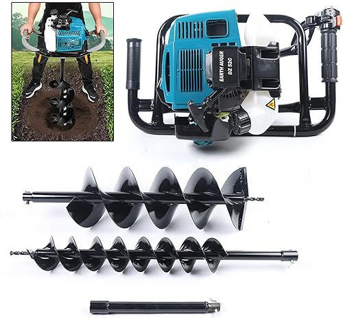 Miniatura 3 de LIYUANJUN Excavadora de agujeros de poste de 2 tiempos de 52 cc, kit de máquina de perforación de tierra con brocas de taladro, máquina de
