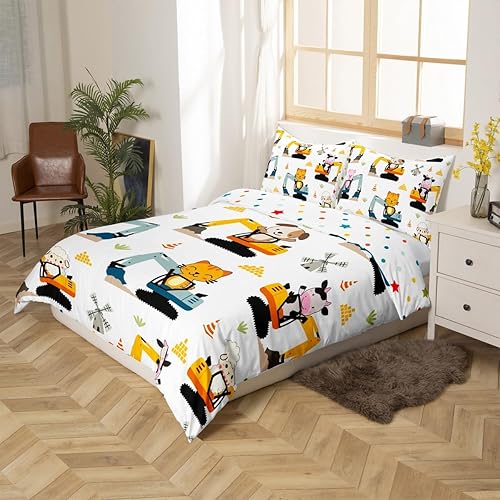Vista 171 de Feelyou Funda de edredón de perro de dibujos animados, juego de ropa de cama para niños y niñas, perros y flores, funda de edredón con plantas Multi