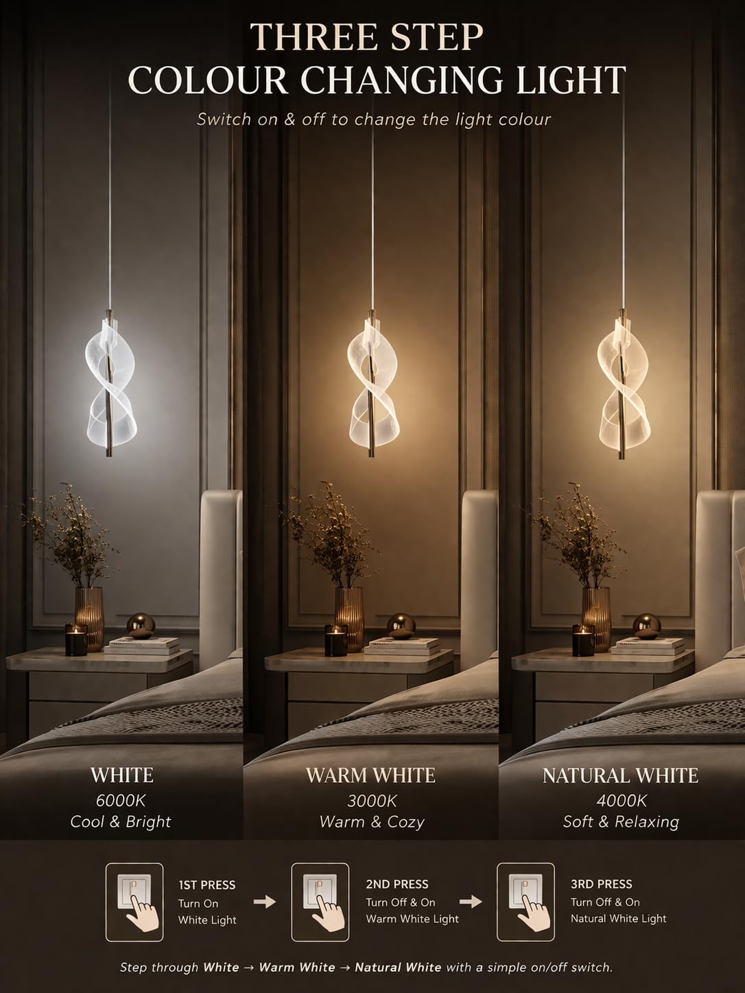 FILLISKA Colour Changing Pendant Light - FrenchGold -2