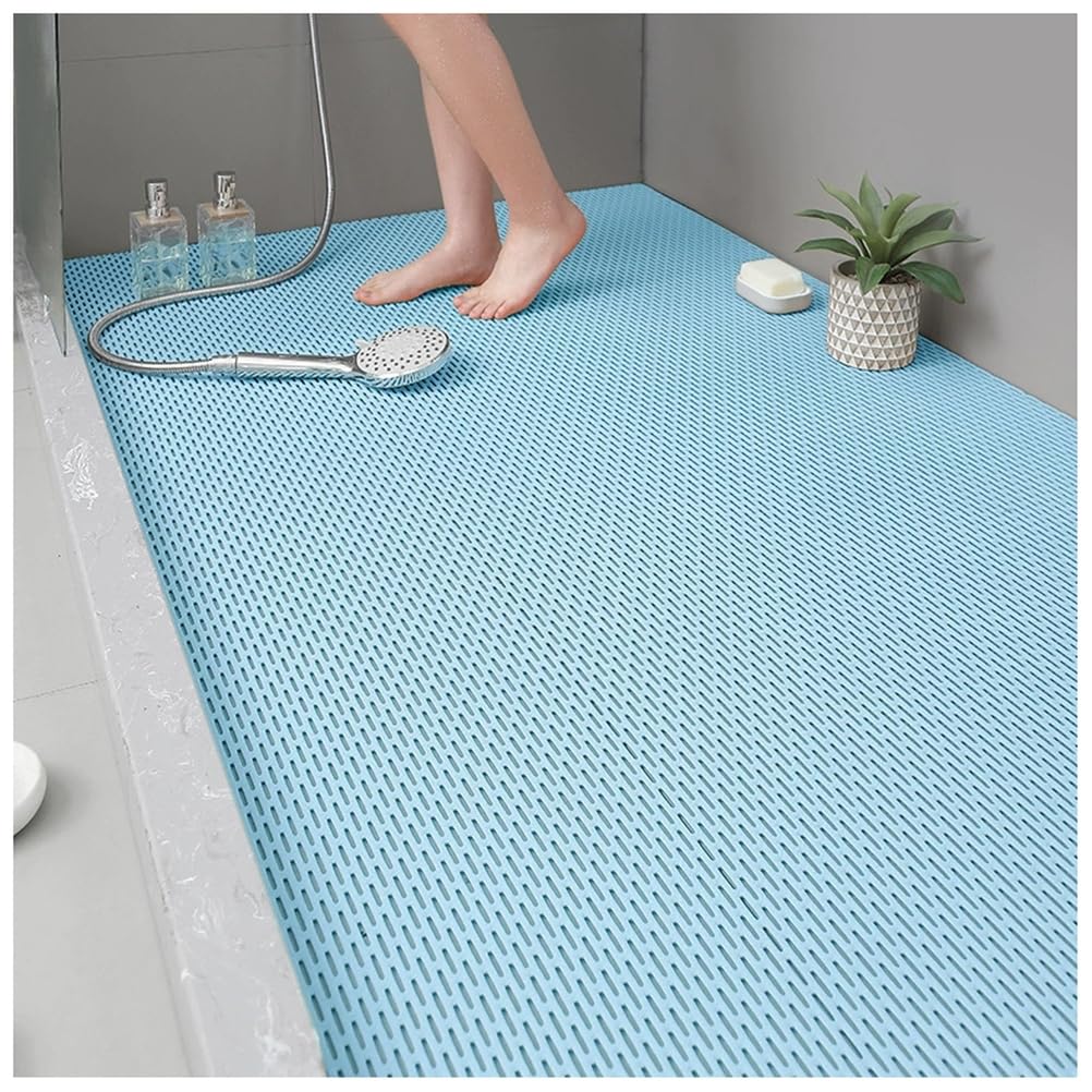 Alfombrilla de ducha extra grande antideslizante azul claro de 35x59 para bañera y baño