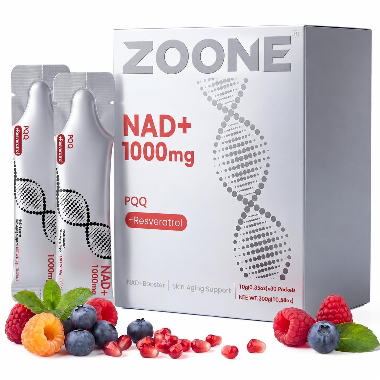 [BRSRGHTYC56GMFI4] Updated NAD Plus 1000mg Liquid Supplement for Women & Men, 30 Packets
