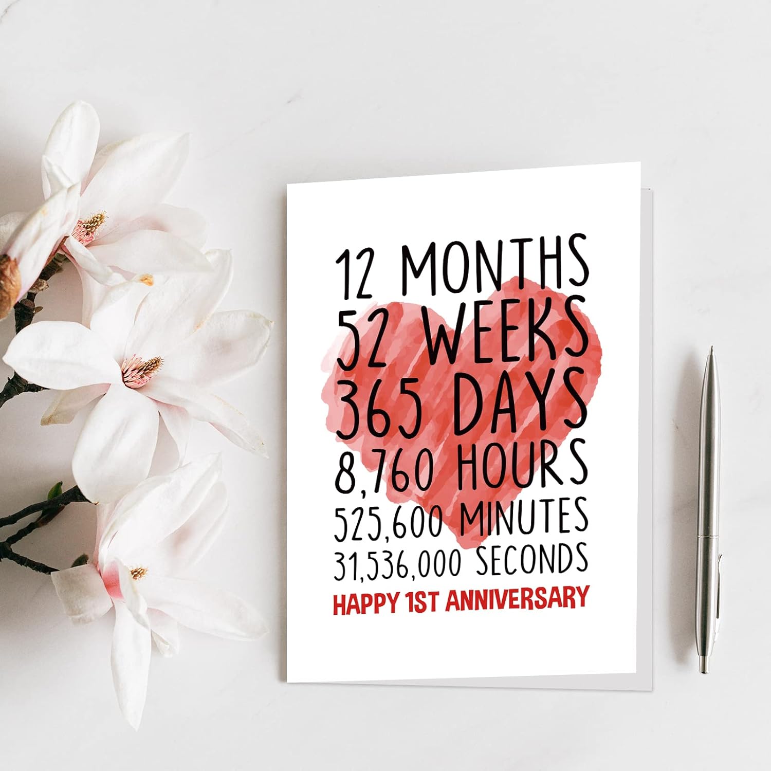 Qiliji Happy 1st Anniversary Card for Him Her, First Wedding Anniversary Greeting Card, Funny One Year Together Anniversary Card image 7 of 8 B0C3M53Y23