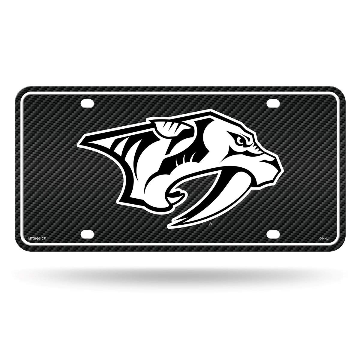 Rico Industries NHL Hockey Carbon Fiber Metal Auto Tag 6" x 12" - Great for Truck/Car/SUV