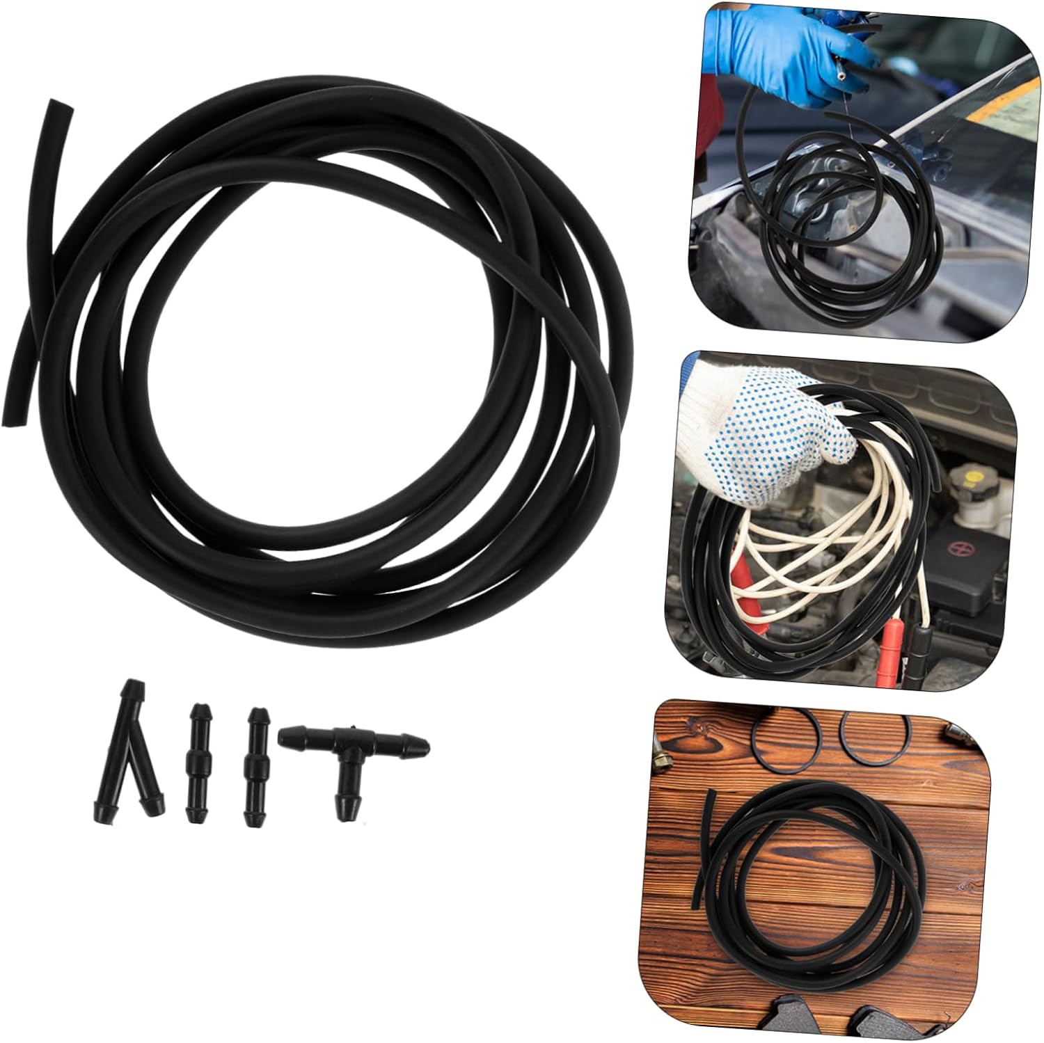 1set Windshield Washer Hose Replacement Kit with Connectors Water Tube for Easy Installation and Aesthetic Appeal Suitable for Various Vehicle Models