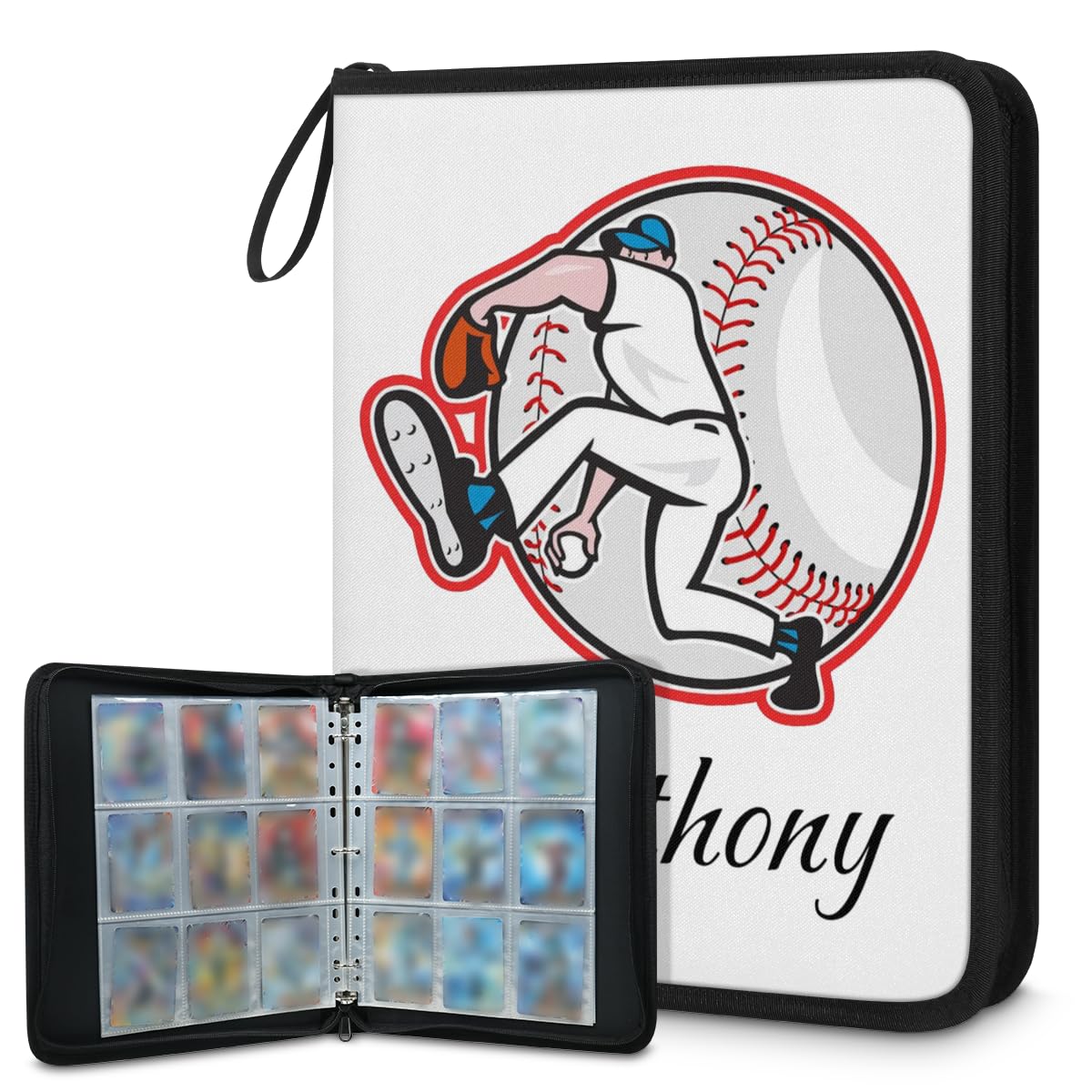 Card Binder Trading Card Binder 4 Pocket,Personalized Collectible Trading Card Albums - Holds 400 Cards Double Sided Pocket Card Collection Binder for Anime, MTG, TCG, Game & Sports Card Softball