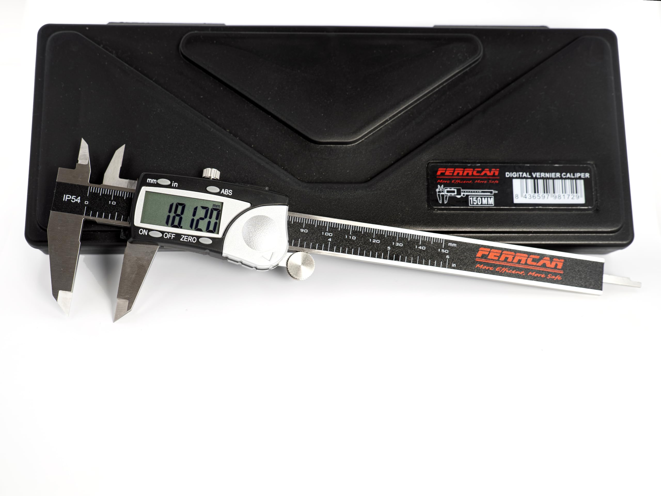 Calibro digitale Ferrcan, piede di re in acciaio inossidabile laminato 4Cr14 da 150 mm/6 pollici precisione 0,005 mm (batteria a bottone 3 V No inclusa)