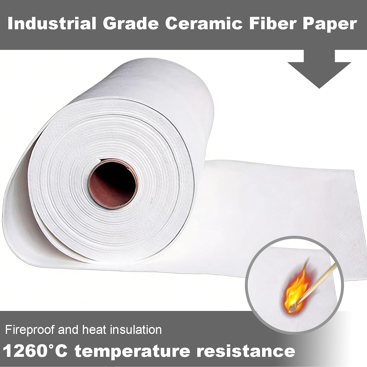 48 in Width Ceramic Fiber Paper, White High Temperature Gasket Paper, Kiln Paper Ceramic Fiber Roll for Microwave Stove Fireplace DIY Ceramic Fusing(Size:0.24in*48in*32.8ft)