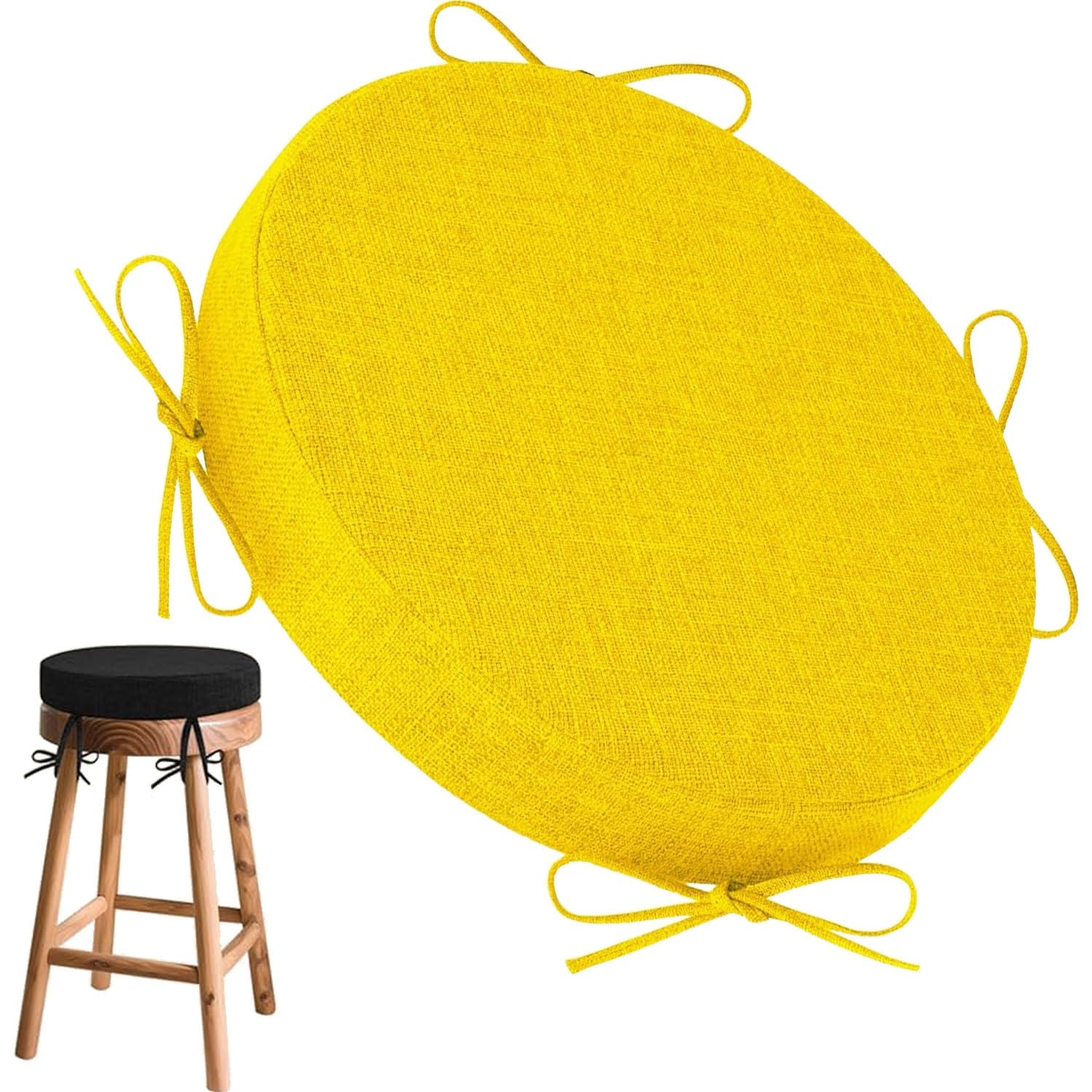 uyeoco Round Memory Foam Seat Cushion with Ties – 5cm Thick, 30/35/40/45/50cm, Circle Chair/Stool Pad for Dining, Kitchen & Office Chairs, Removable Washable Cover(J18,45cm/17.7inch) — image 1
