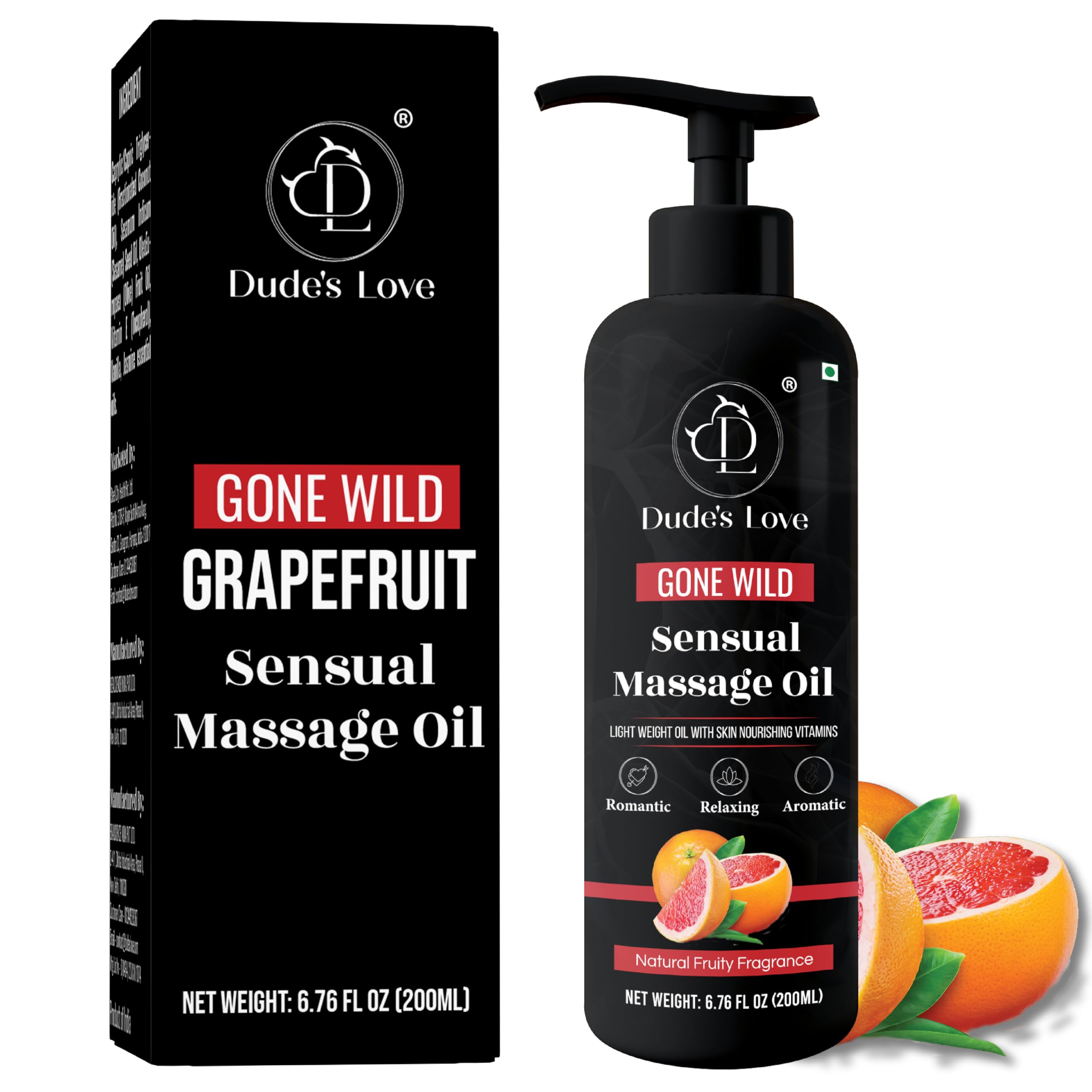 Organic - Edible Citrusy Sensual Massage Oil for Couple Date Night | for Intimate Moments Passion Body Glide No Stain & Non-Sticky | with Coconut Oil, Natural Grapefruit & Lime